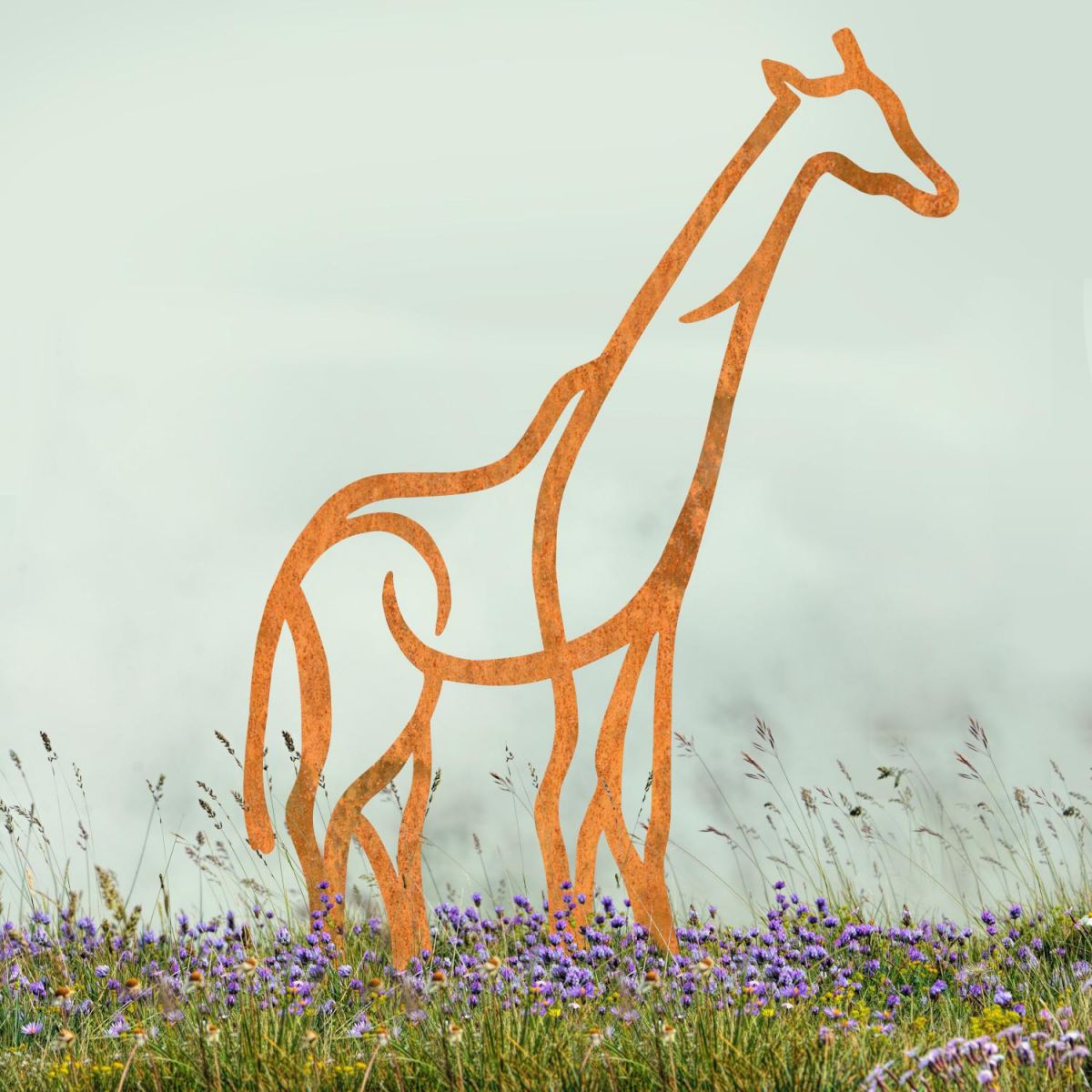 Rustic Contemporary Giraffe Silhouette in Situ