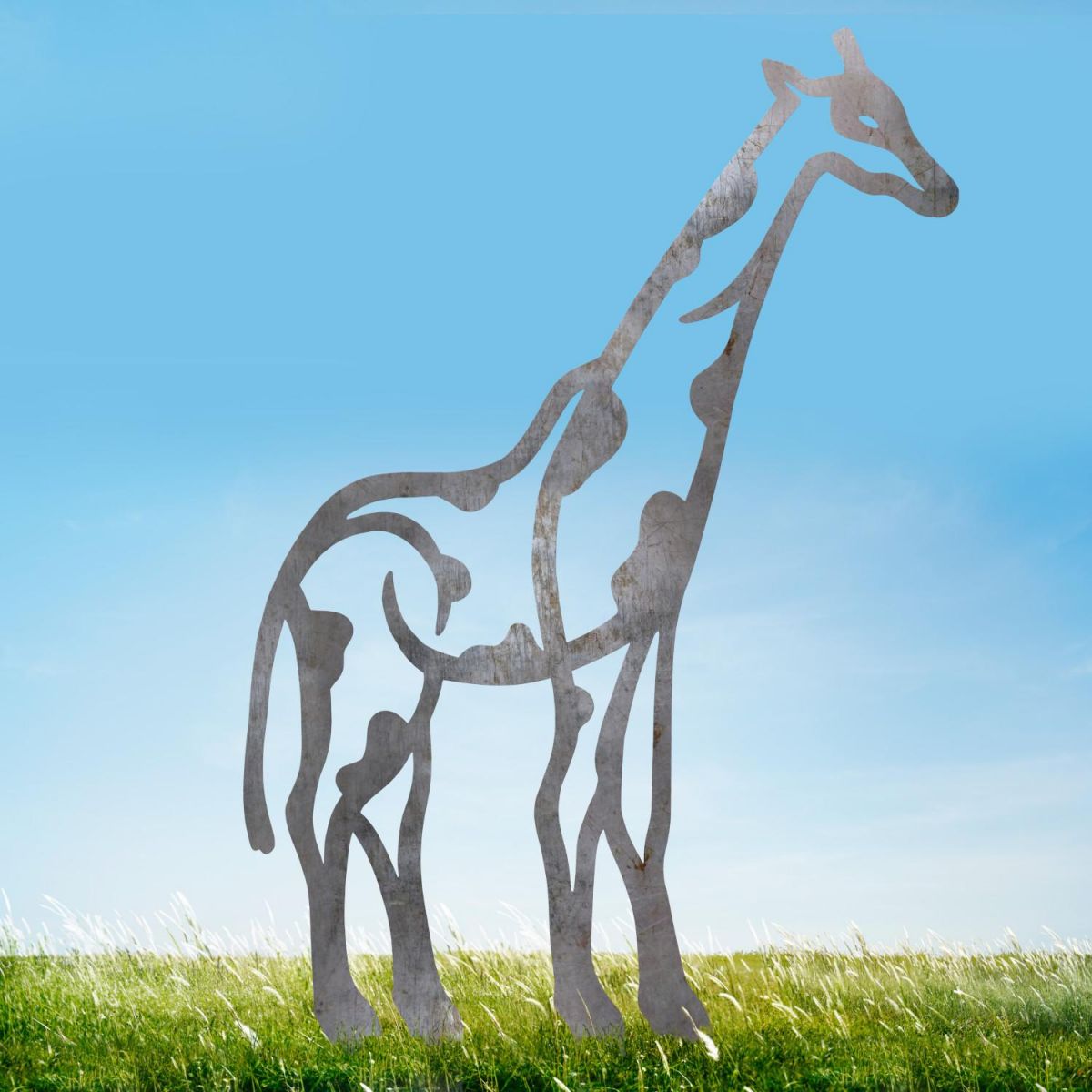 Natural Steel Contemporary Giraffe Silhouette Natural Steel Contemporary Giraffe Silhouette