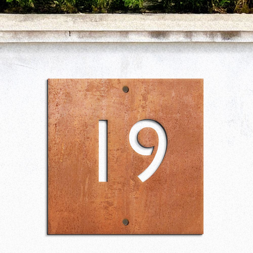 Modern Rustic Square House Number Sign