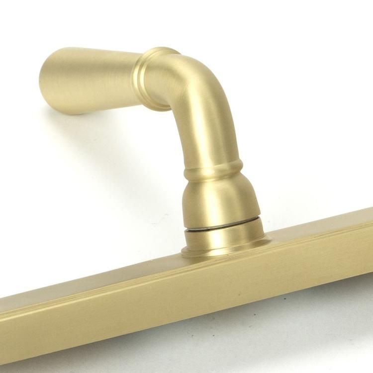 Close-Up of Handle for Modern Satin Brass Slim Espagnolette Door Handle & Lock Set in Situ
