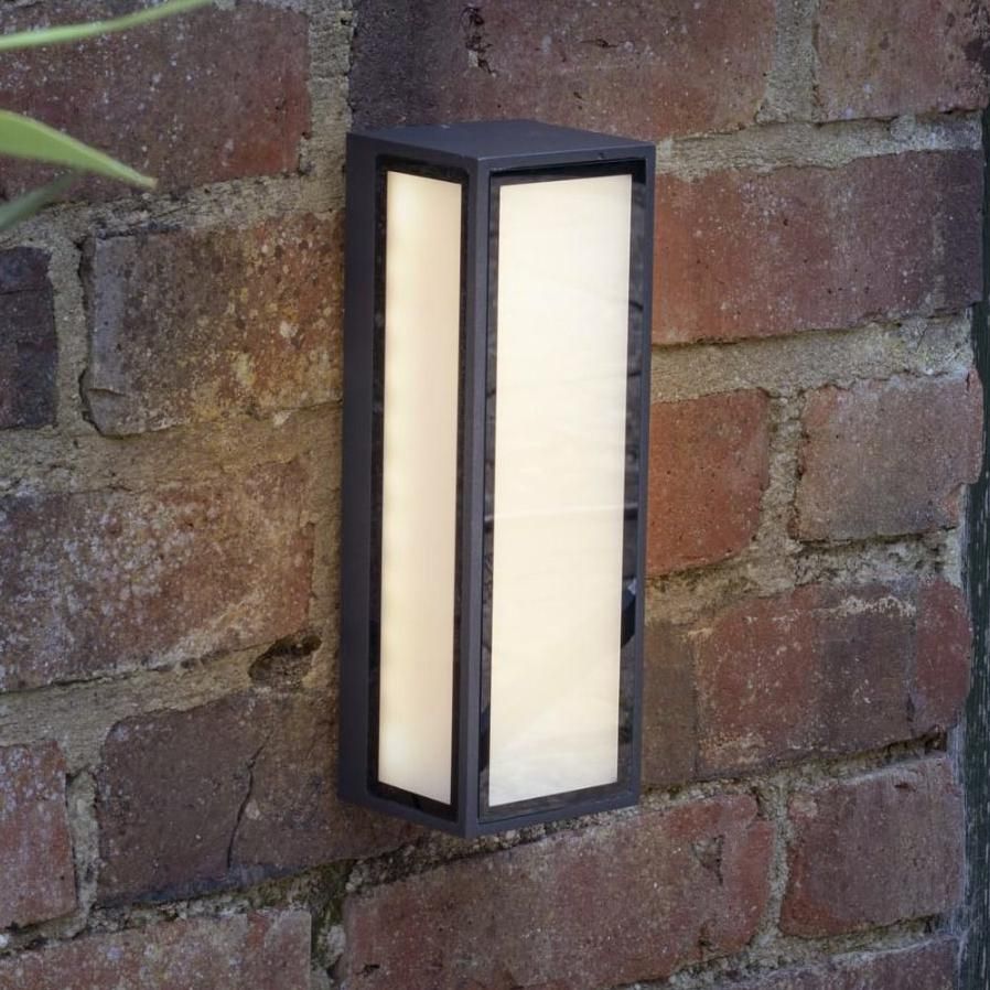 Modern Simplistic Squared Wall Light With Frosted Glass in Situ on a Brick Wall