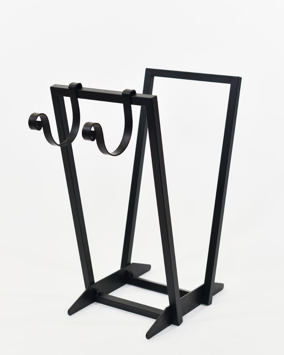 Modern V-Shaped Open Surround Log Holder and Kindling Cradle full frame view