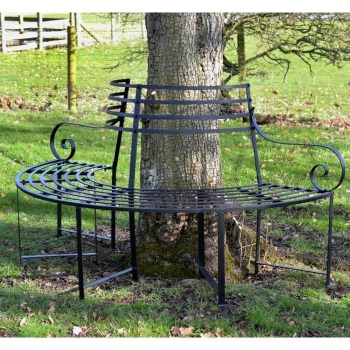 Black "Monmouthshire" Deluxe Tree Seat Created From Wrought Iron 
