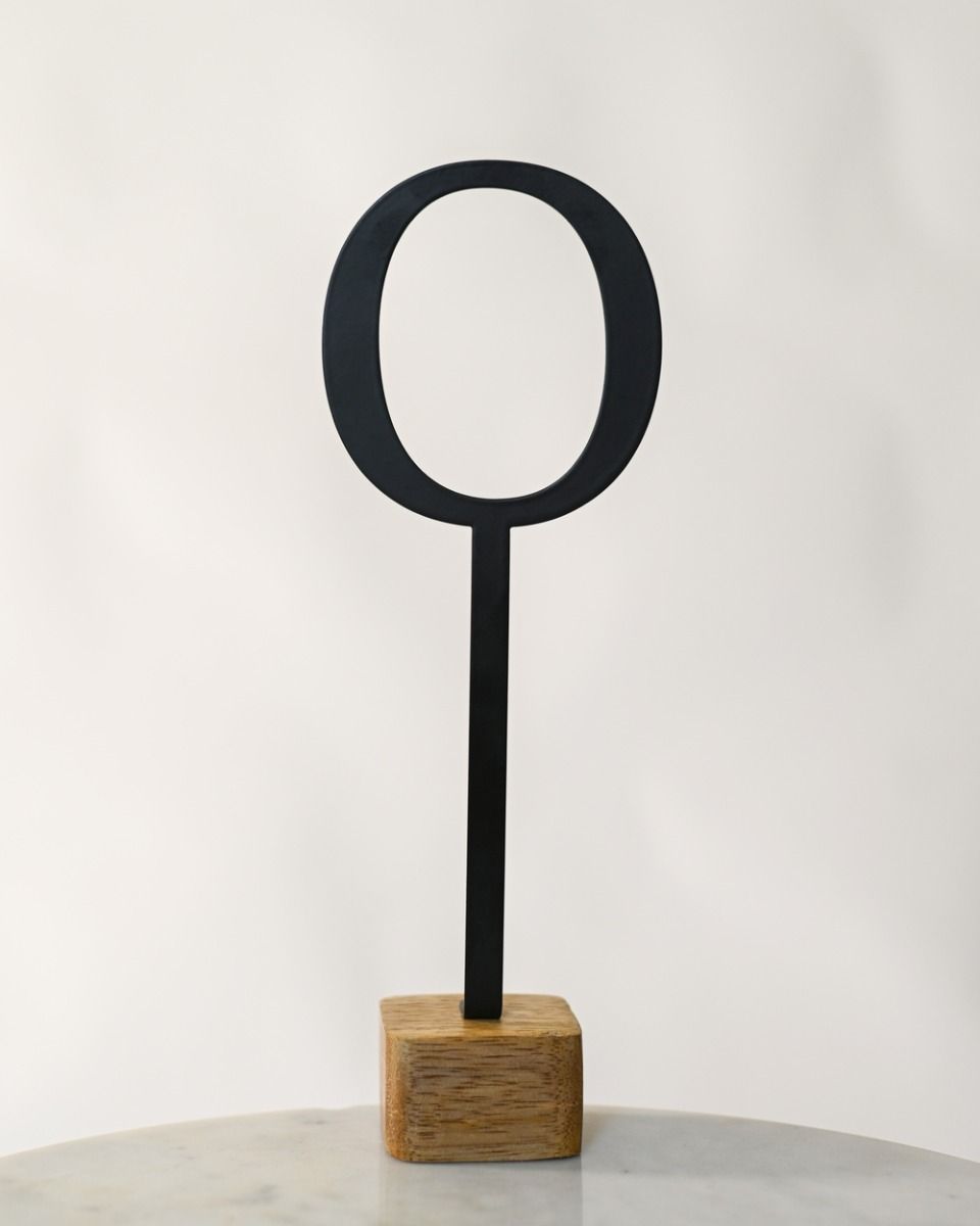 Monograph Metal & Wood Letter Display Ornament Shown Front on on a White Background