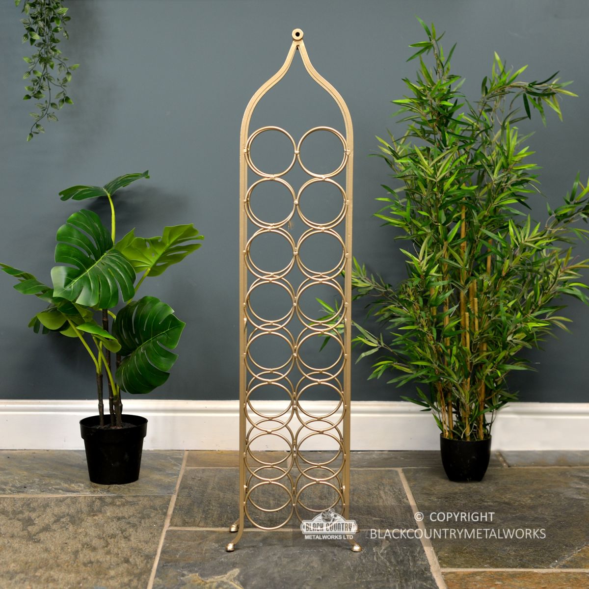 Front View of the "Monticello" Double Row Wine Rack