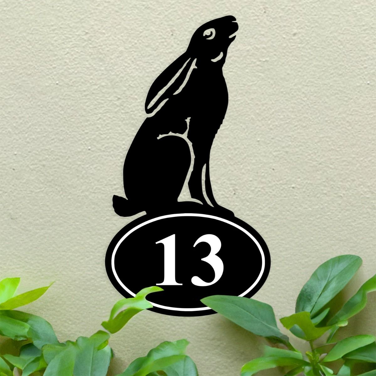 Moon Gazing Hare Iron House Number Sign Moon Gazing Hare Iron House Number Sign