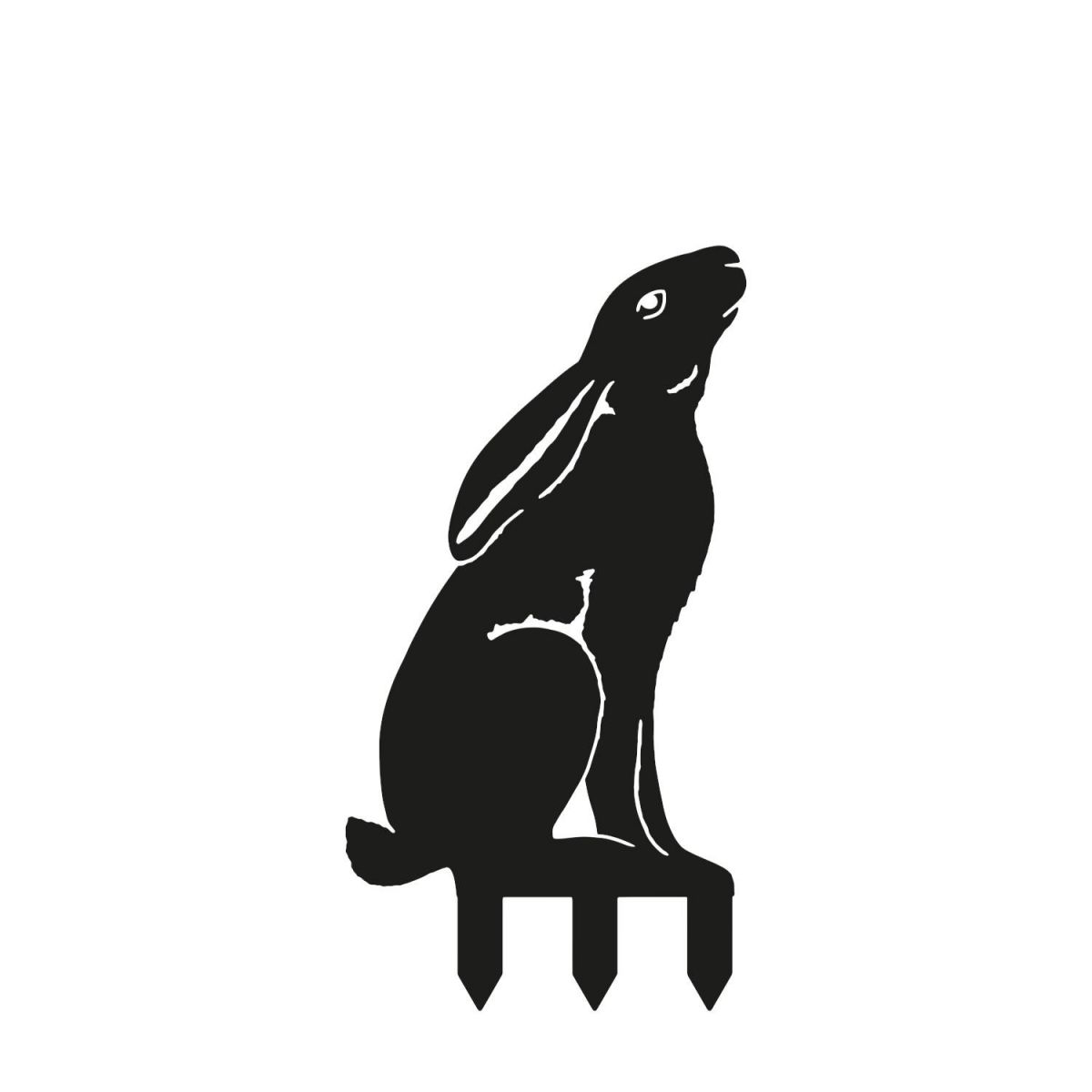 Moon Gazing Hare Sheet Steel Silhouette in Black Finish with Spikes