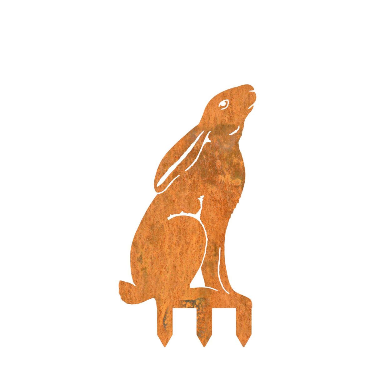 Moon Gazing Hare Sheet Steel Silhouette in Rustic Finish with Spikes Moon Gazing Hare Sheet Steel Silhouette in Rustic Finish with Spikes