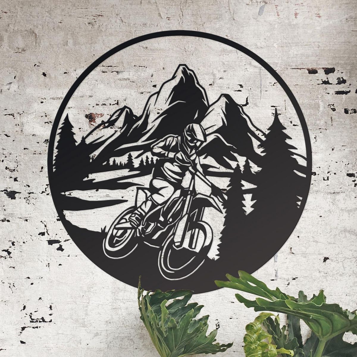 Motorcross Circular Black Wall Art 