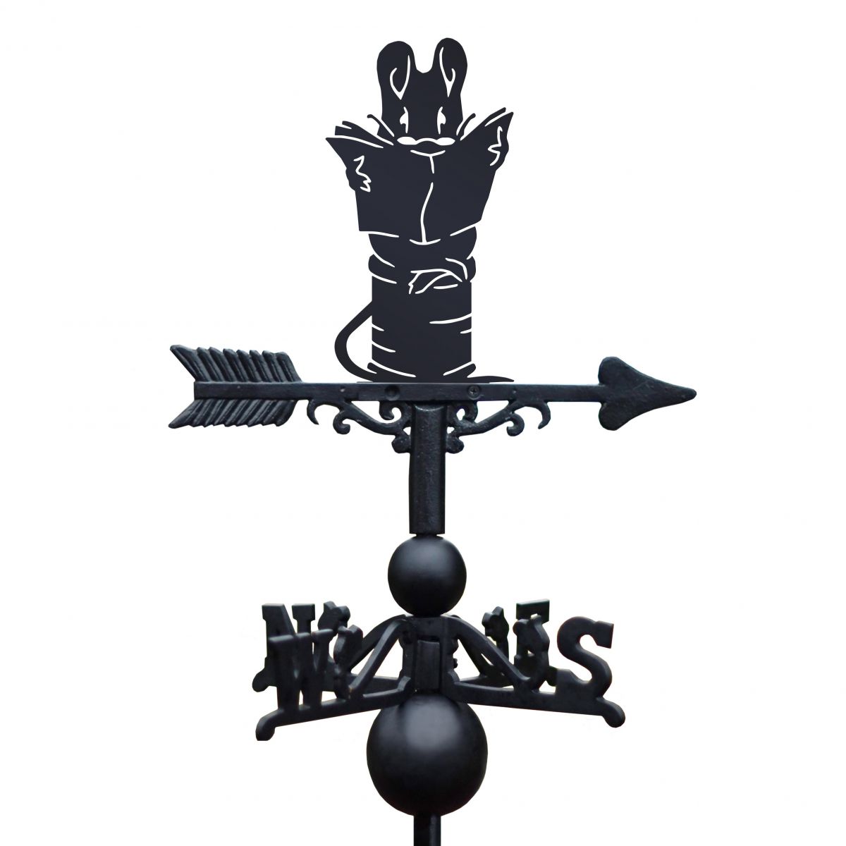 Mouse on Cotton Reel Weathervane in Black