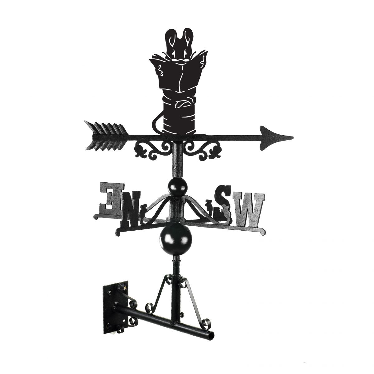 Mouse on Cotton Reel Weathervane Created From Cast Iron
