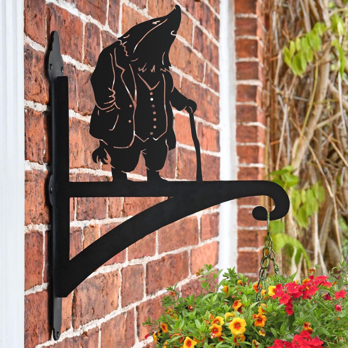 Mr. Badger Hanging Basket Bracket on Brick Wall 
