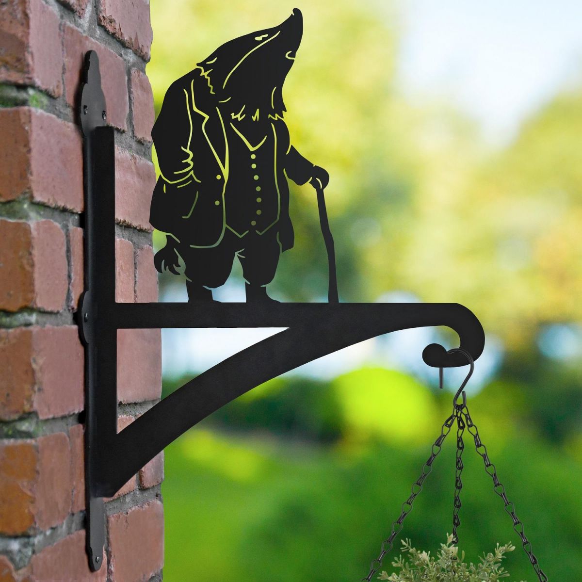 Hanging Basket Bracket with Mr. Badger Design 