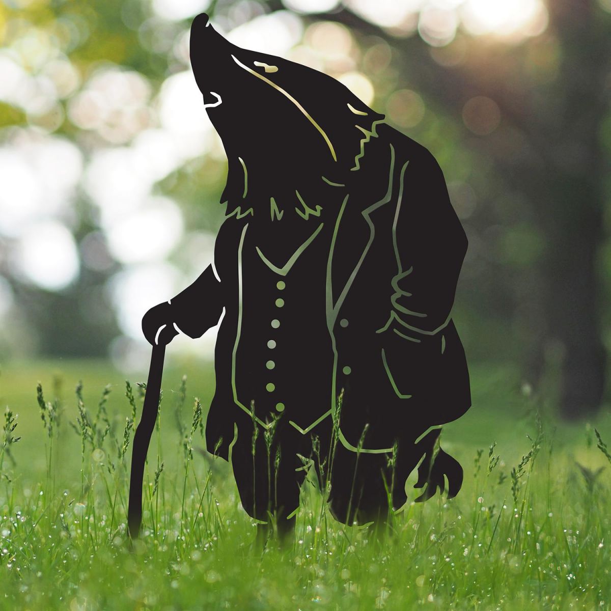 Mr Badger With Walking Stick Silhouette in Use in the Garden