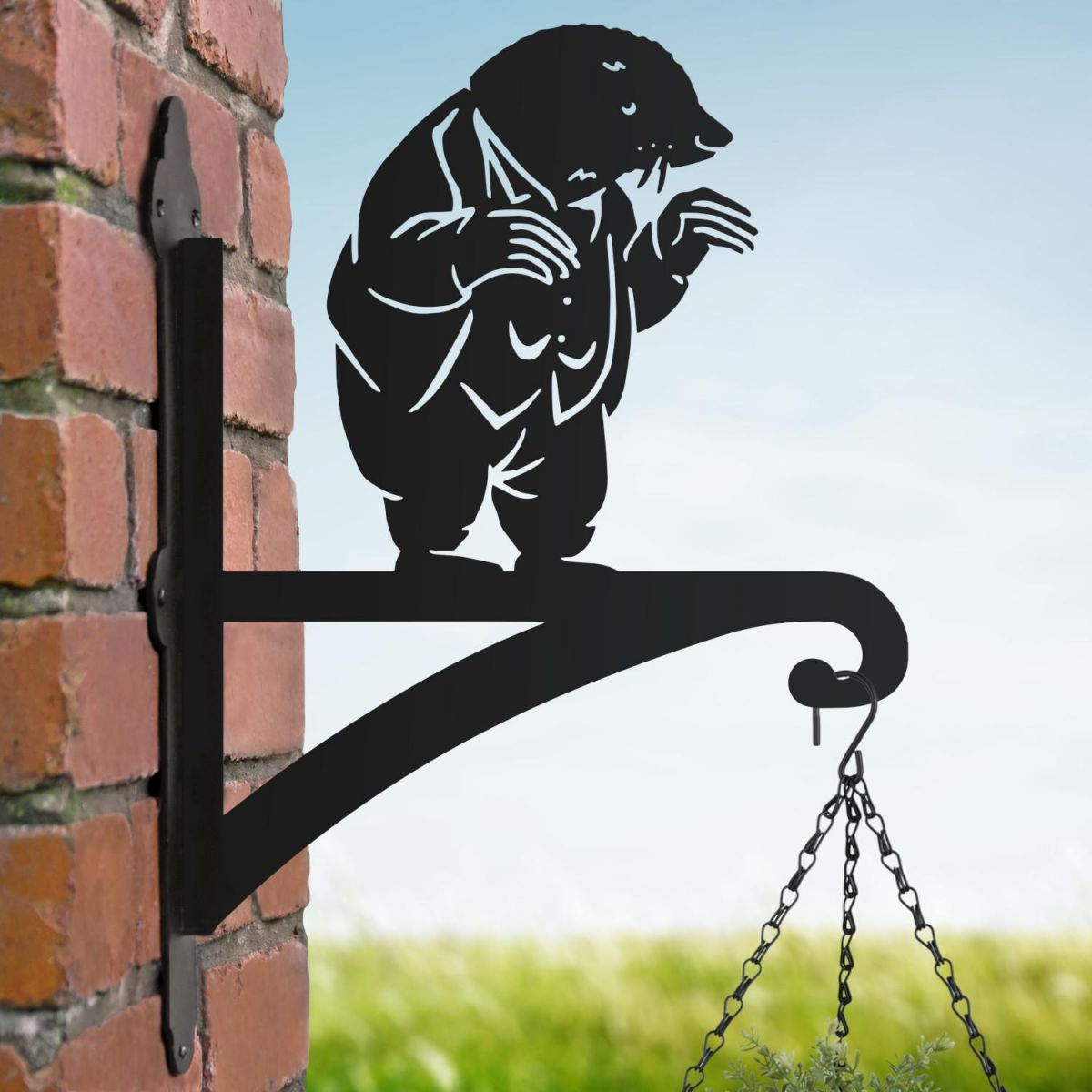 Hanging Basket Bracket with Mr Mole Topper