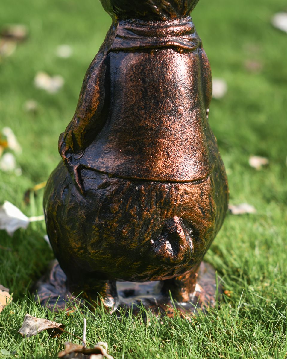 View of the Back of the Mr Rabbit Bronze & Copper Sculpture