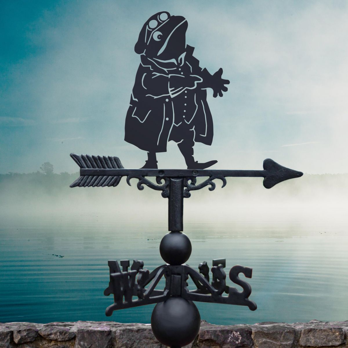 Mr Toad Weathervane in Situ in by the Water