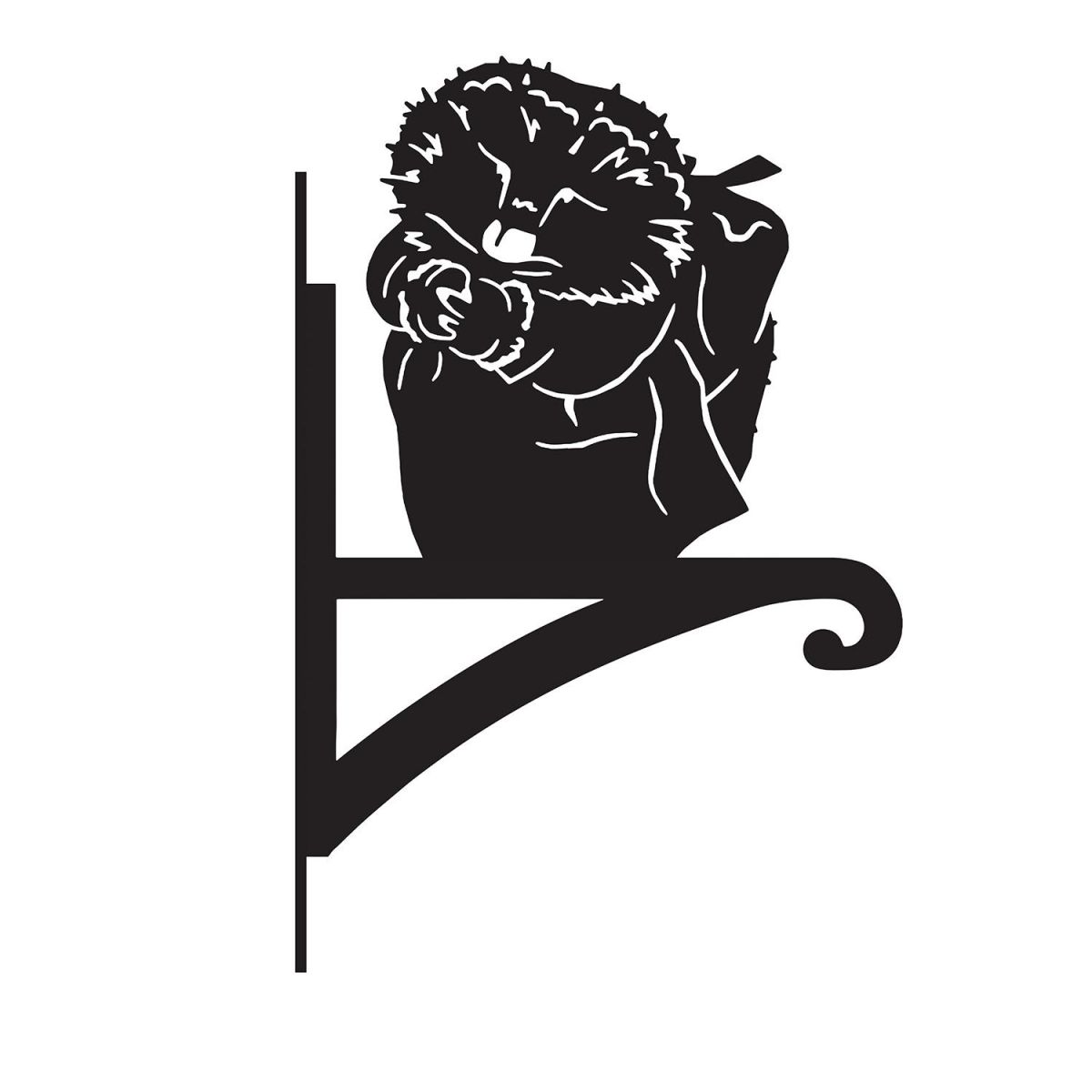 Mrs Hedgehog Iron Hanging Basket Bracket in Black 