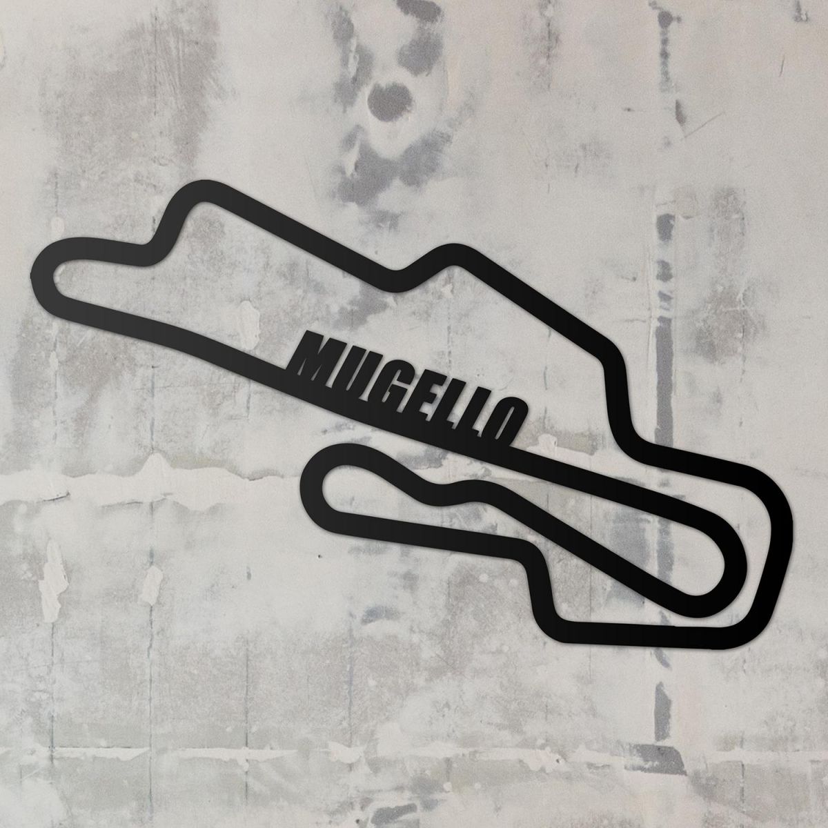 Mugello Race Track Wall Art on a Rustic Grey Wall