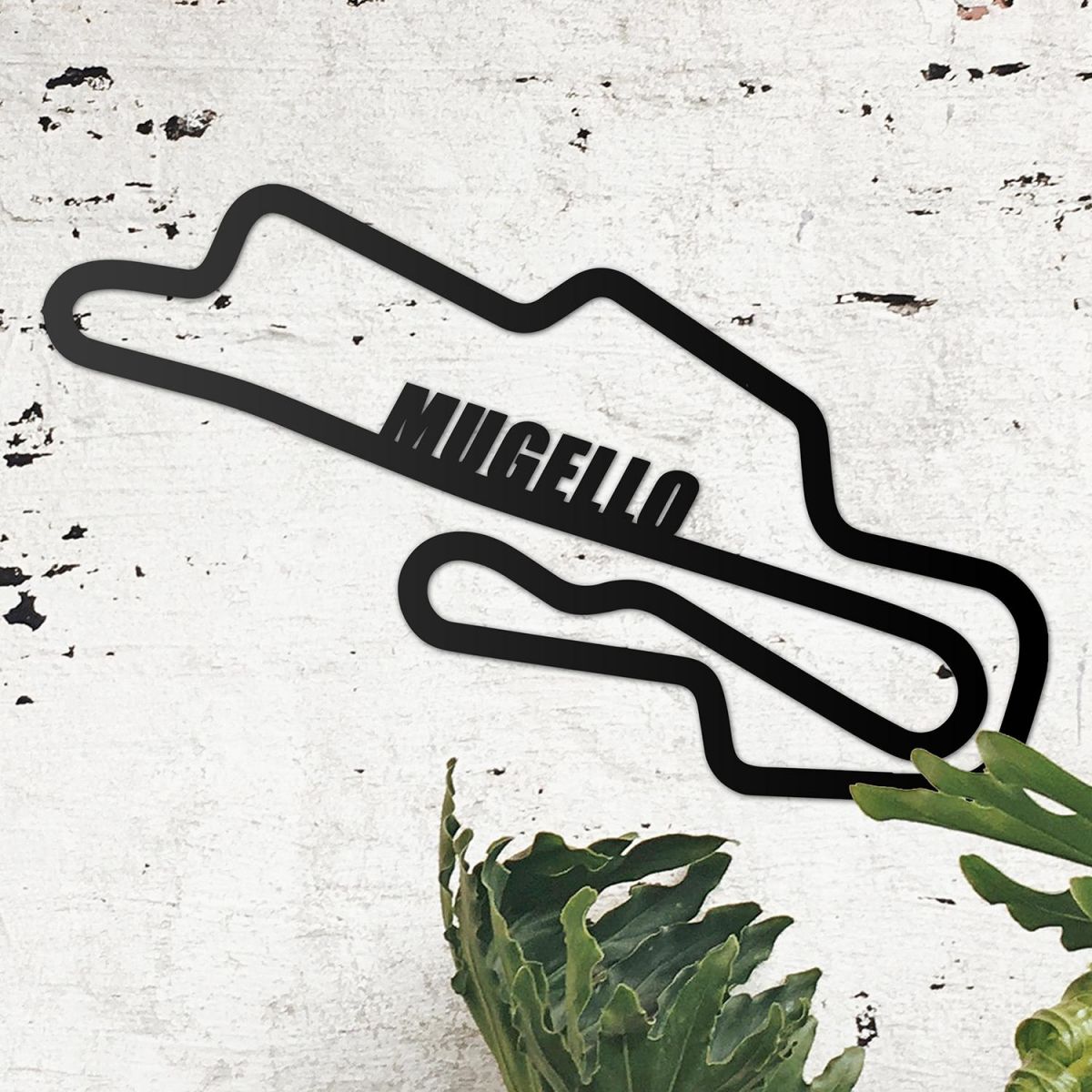 Mugello Race Track Wall Art on the Wall Next to Plants