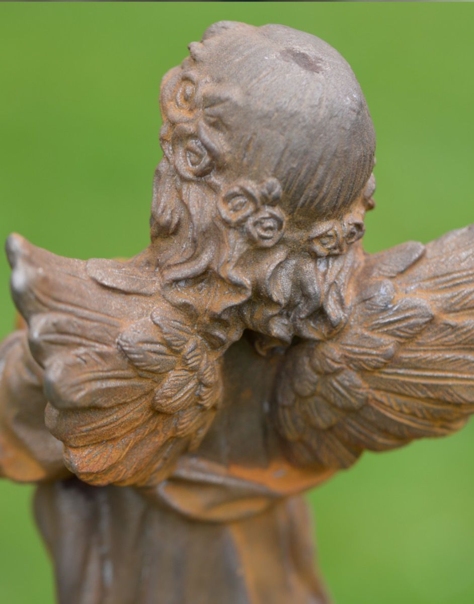Back of Cast Iron Angel Garden Sculpture Back of Cast Iron Angel Garden Sculpture