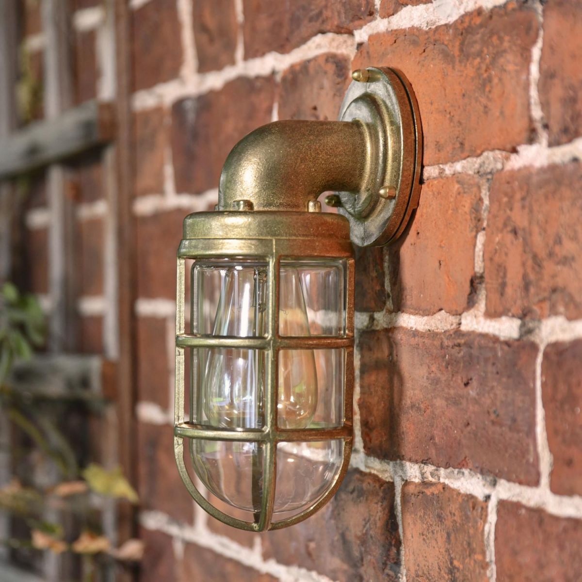 Natural Brass Wall Mounted Down Light in Situ Natural Brass Wall Mounted Down Light in Situ
