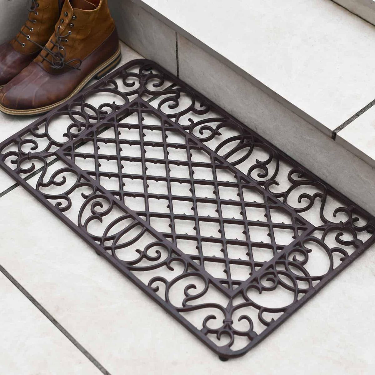 Natural Cast Iron Ornate "Aureate" Rectangular Doormat