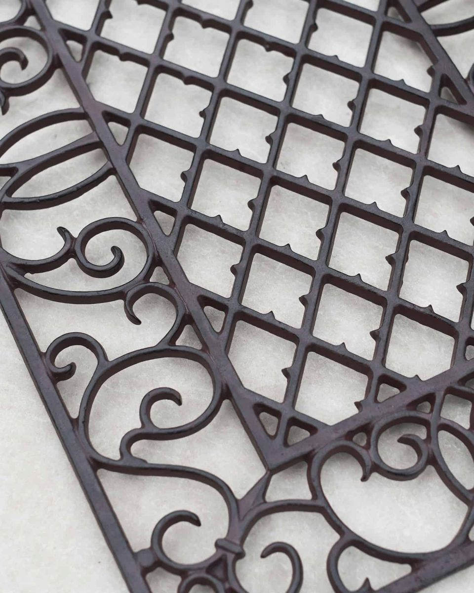 Close-Up of Natural Cast Iron Finish on Rectangular Doormat