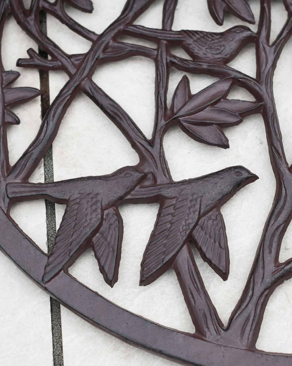 Close-Up of Birds in Flight on Cast Iron Arched Doormat