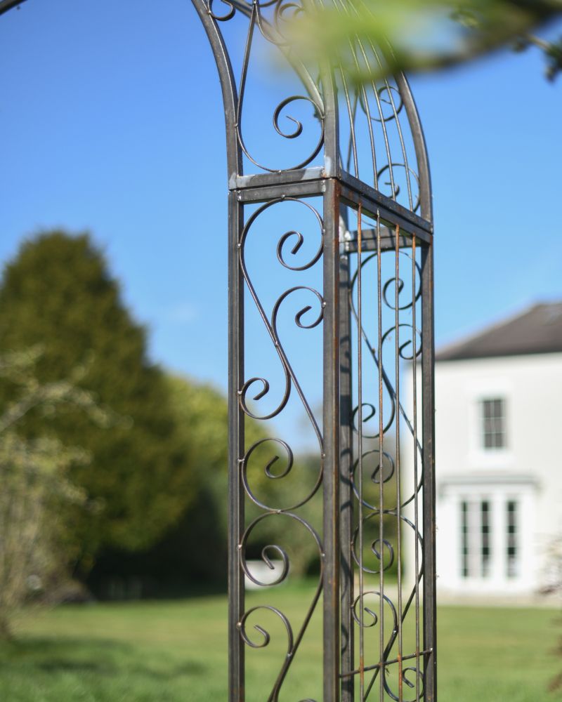Ornate Scroll "Tenbury" Natural Lacquer Rose Arch Created From Steel