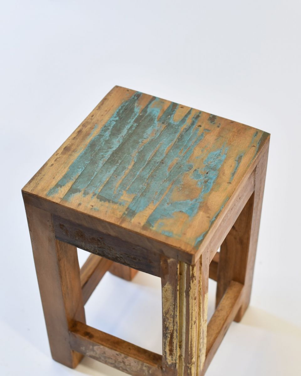 Close up of rustic top to nesting tables Close up of rustic top to nesting tables