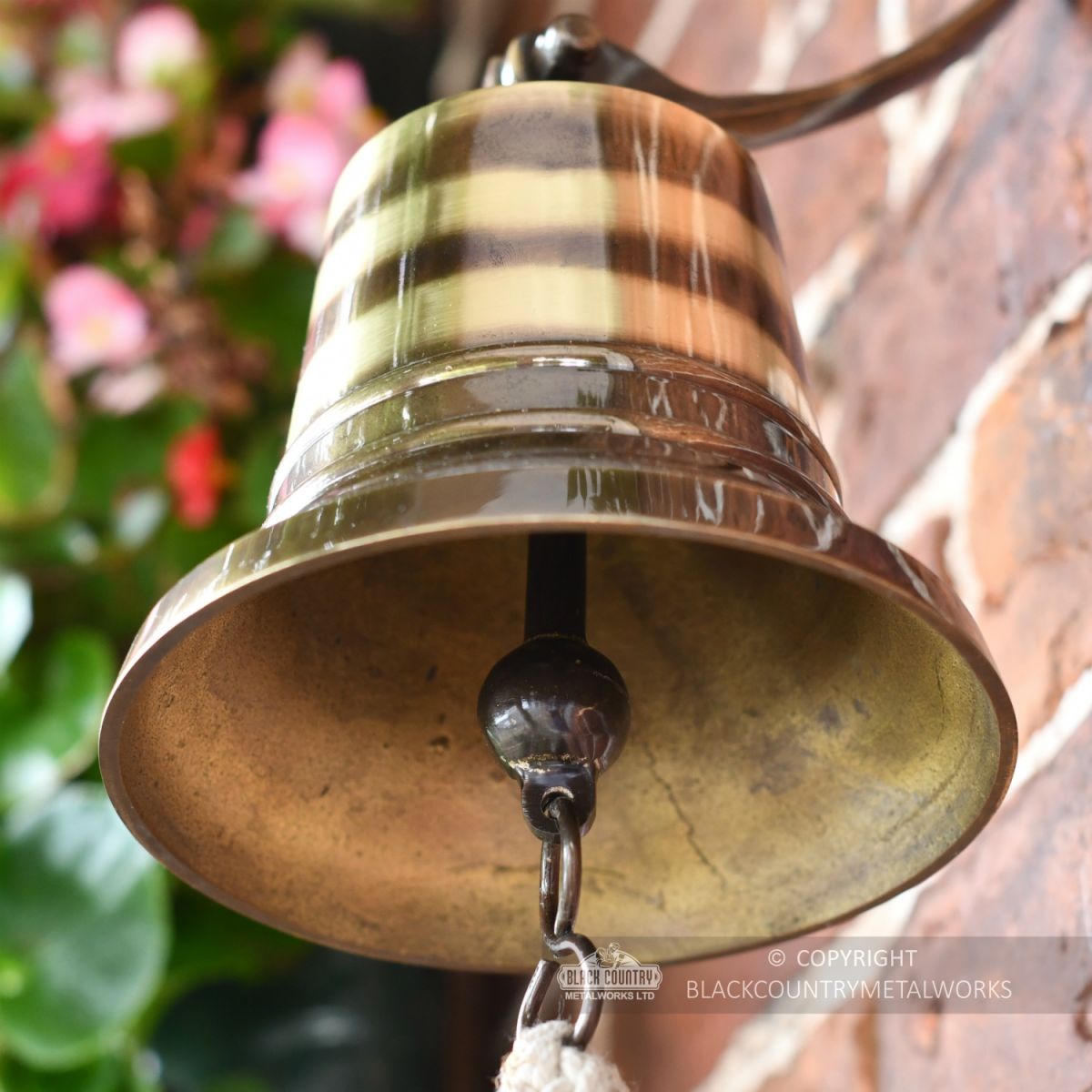  6" Antique Brass Bell with Rope Lanyard