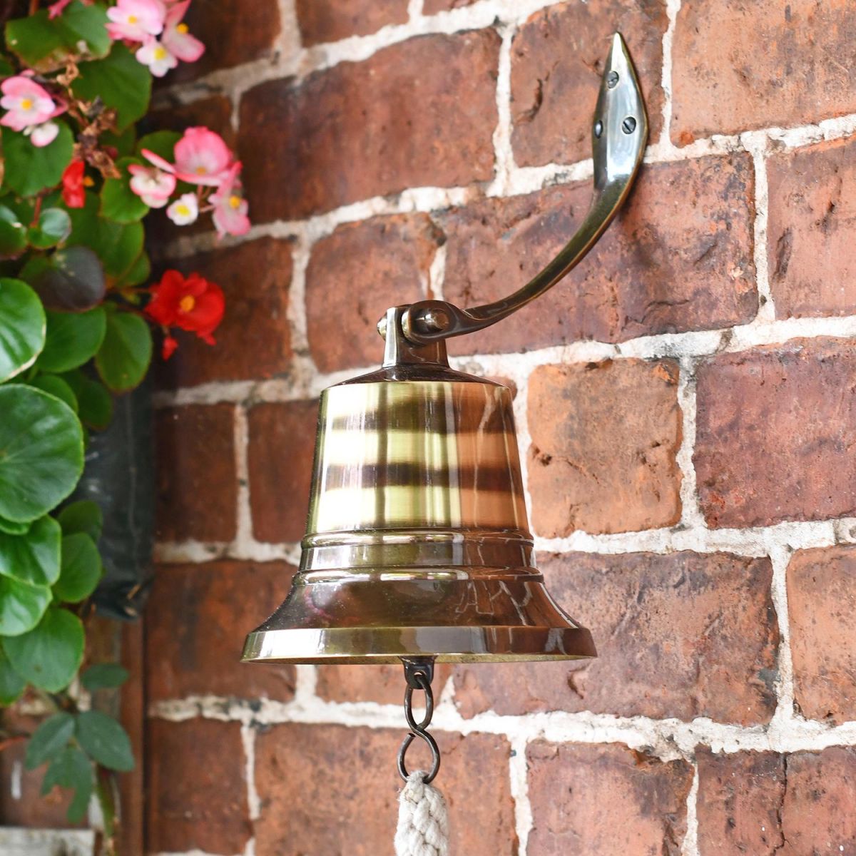 6" Antique Brass Bell with Rope Lanyard