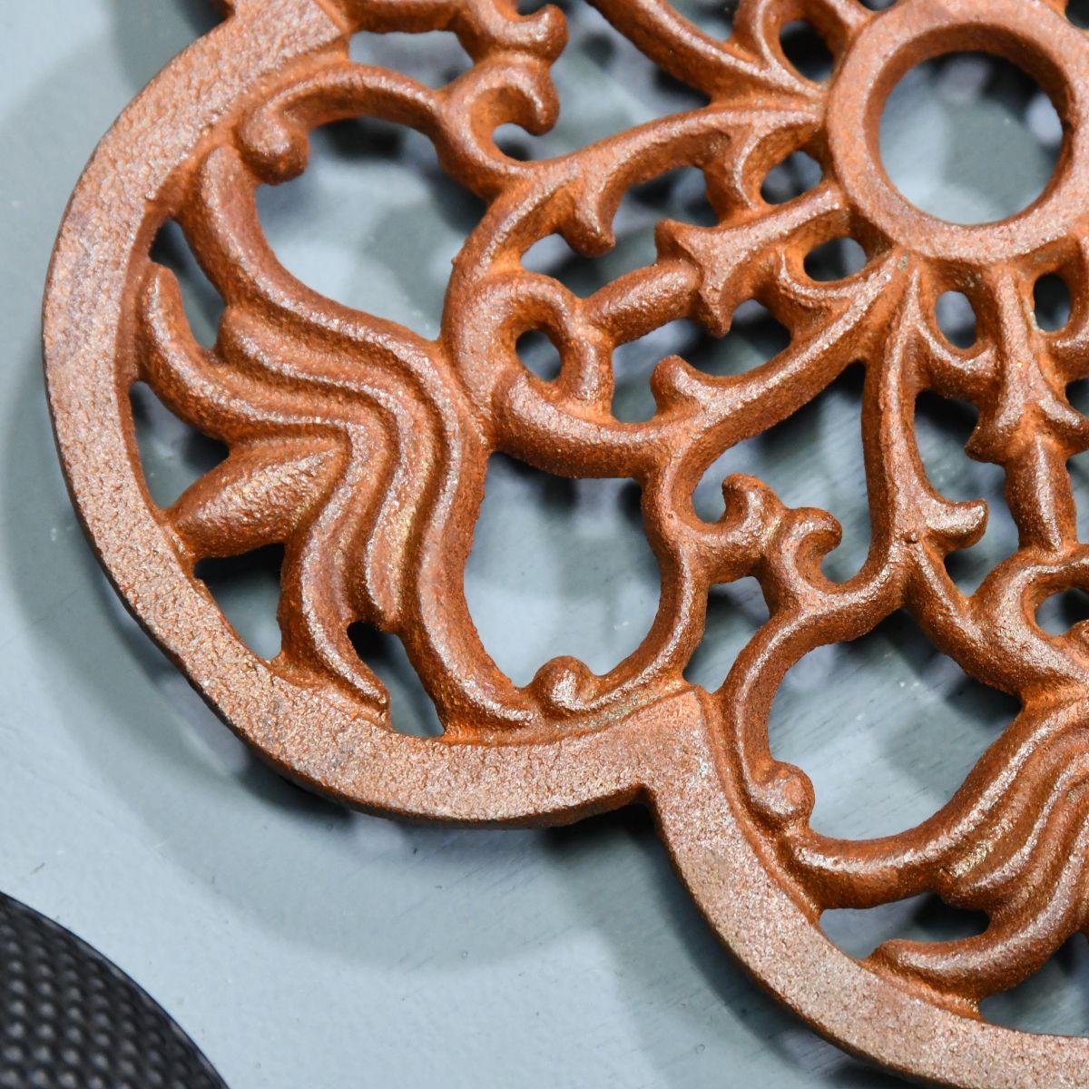 Rustic Cast Iron Flower Trivet Petal Close-Up Rustic Cast Iron Flower Trivet Petal Close-Up