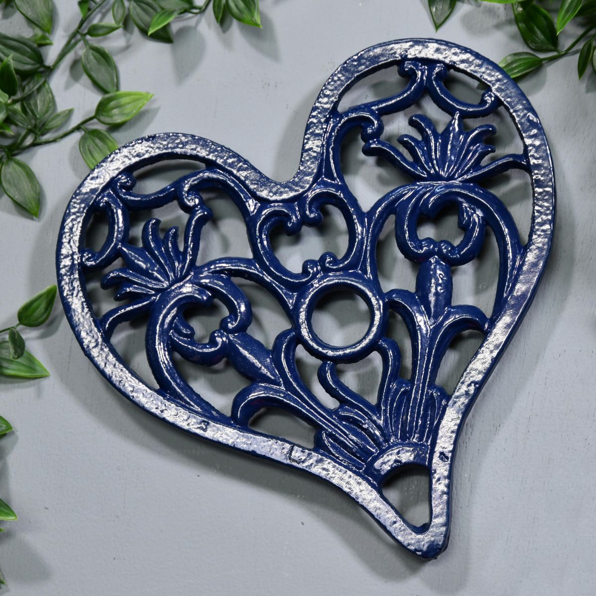 Cast Iron Blue Heavy Duty Heart Trivet