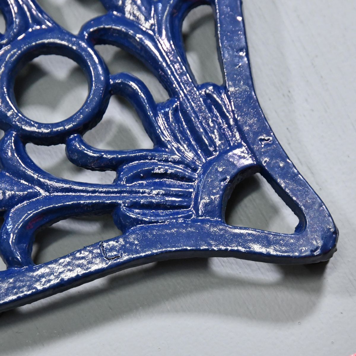 Blue Heavy Duty Heart Trivet Close-Up