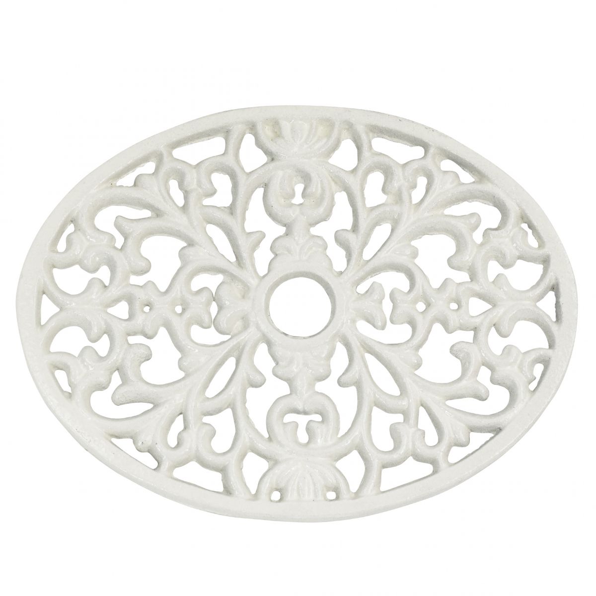White Cast Iron oval trivet