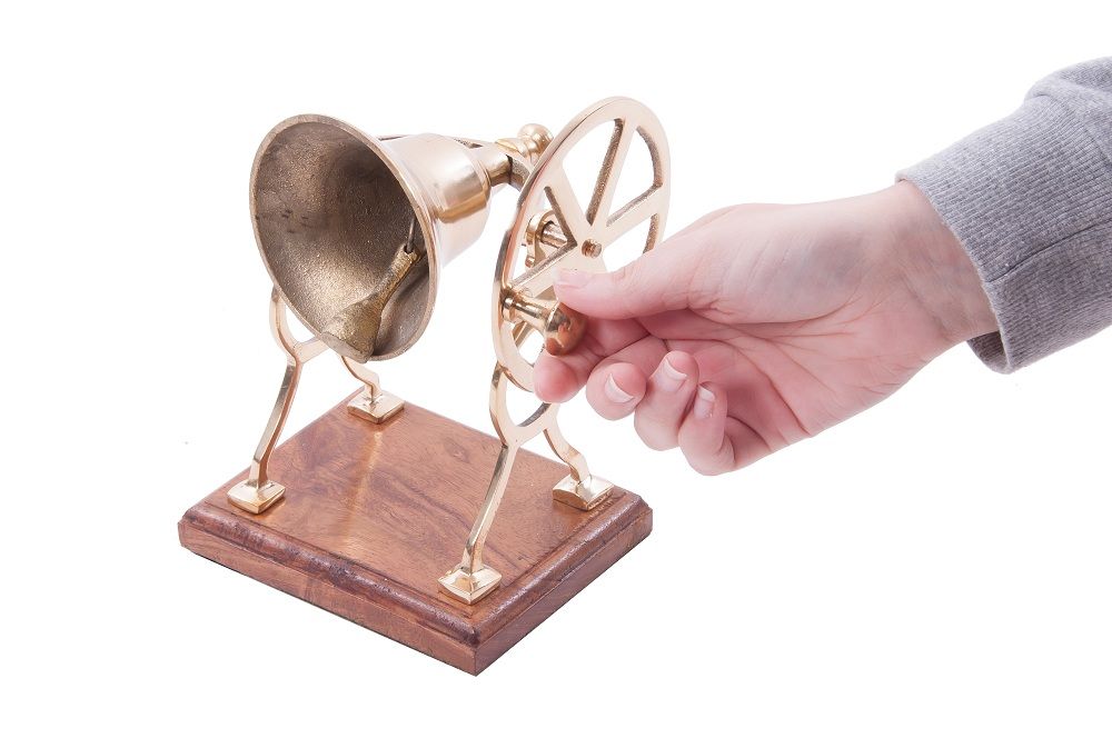 “Holcombe Hall” Brass Bell with Wooden Base