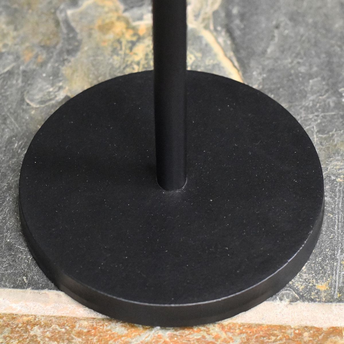 Close-up of the Round Base on the Nickel & Black Powder Coated Ball Handle Companion Set 