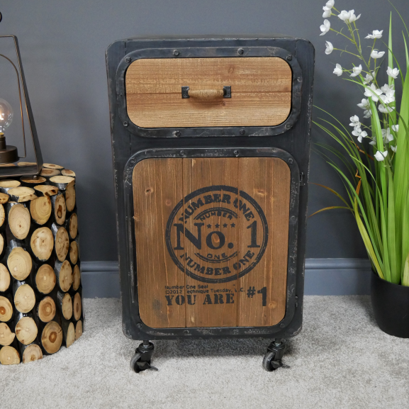 "No 1" Industrial Bedside Cabinet in Situ in the Home