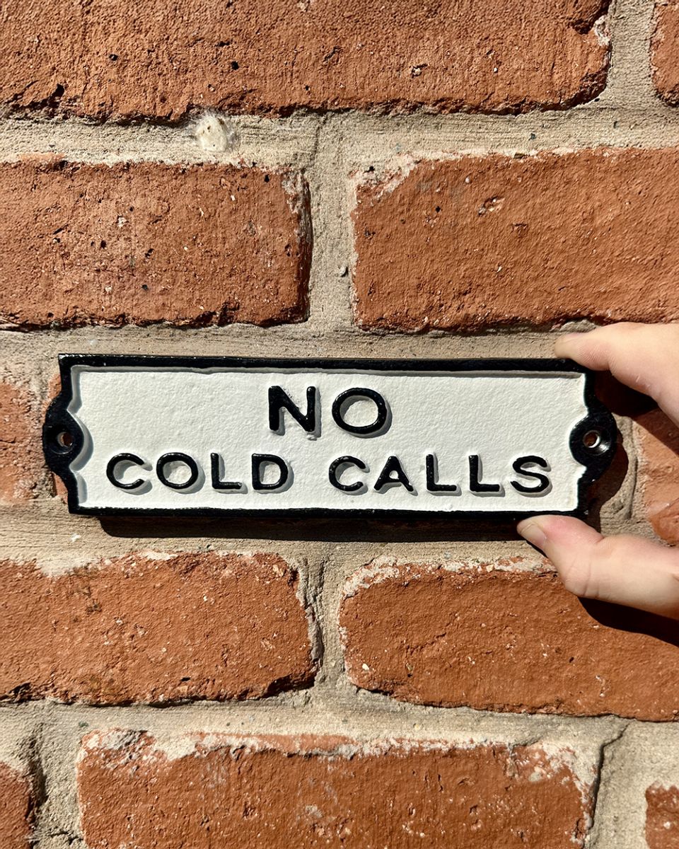 Cast Iron No Cold Calls Wall Sign
