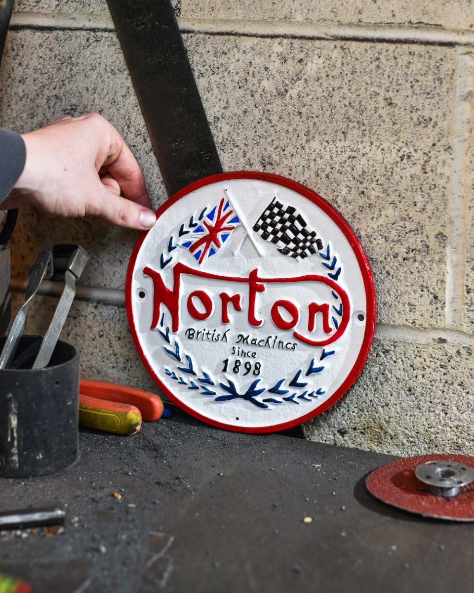 Scale image of Norton British Vintage Style Cast Iron Sign