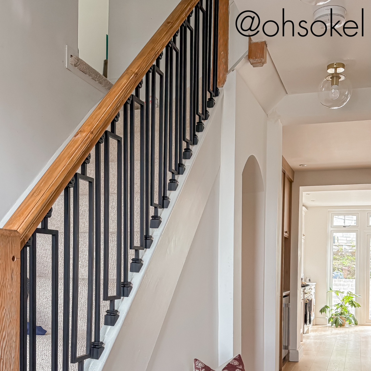 Set of 2 Matte Black "Enfield" Steel Stair Spindles - Pattern 10