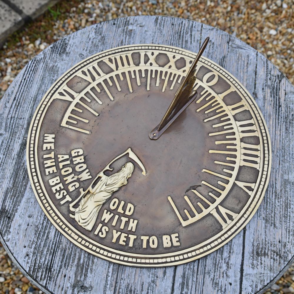 Antique Brass "Old Father Time" Sundial - 290mm