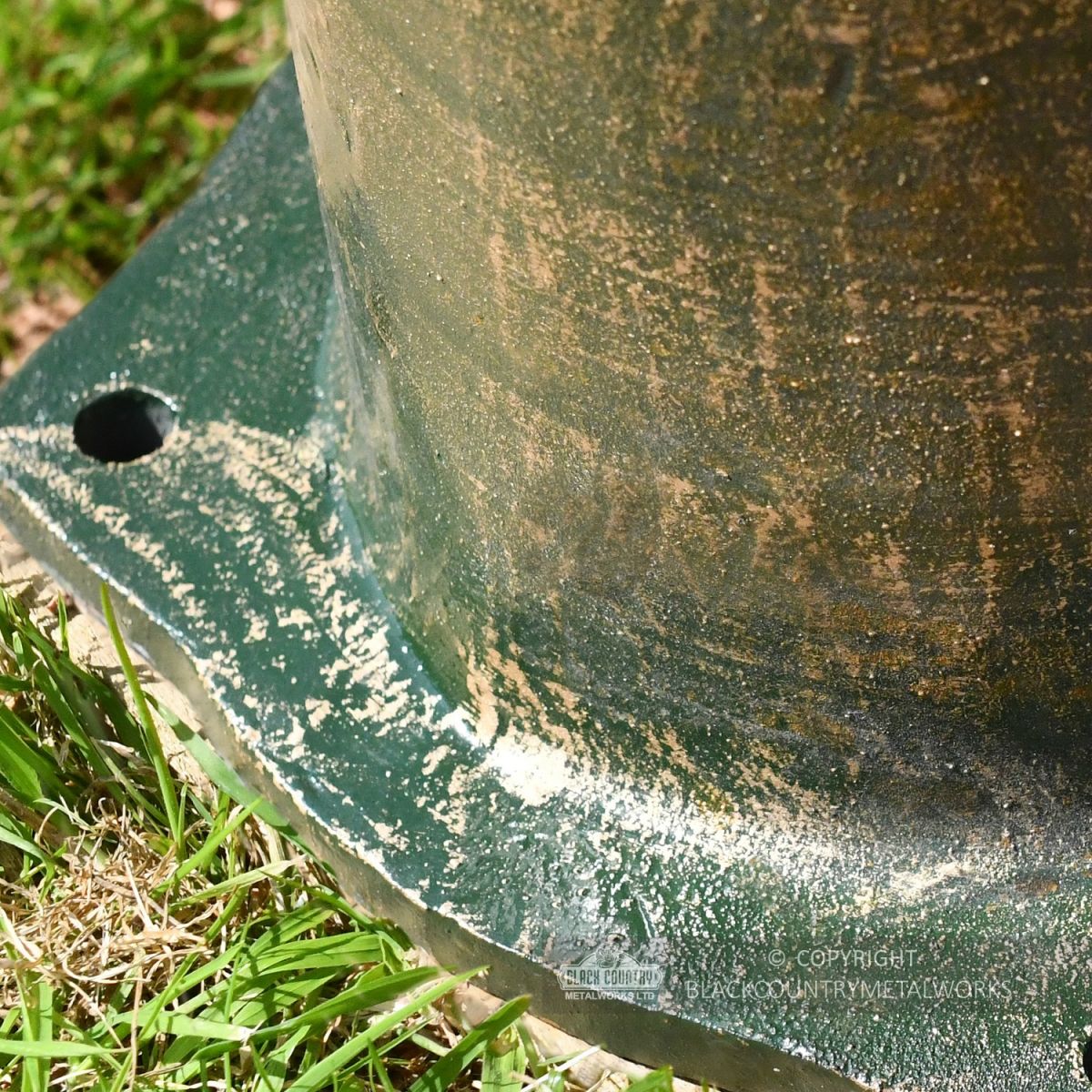 Olive Green Cast iron lamp post base