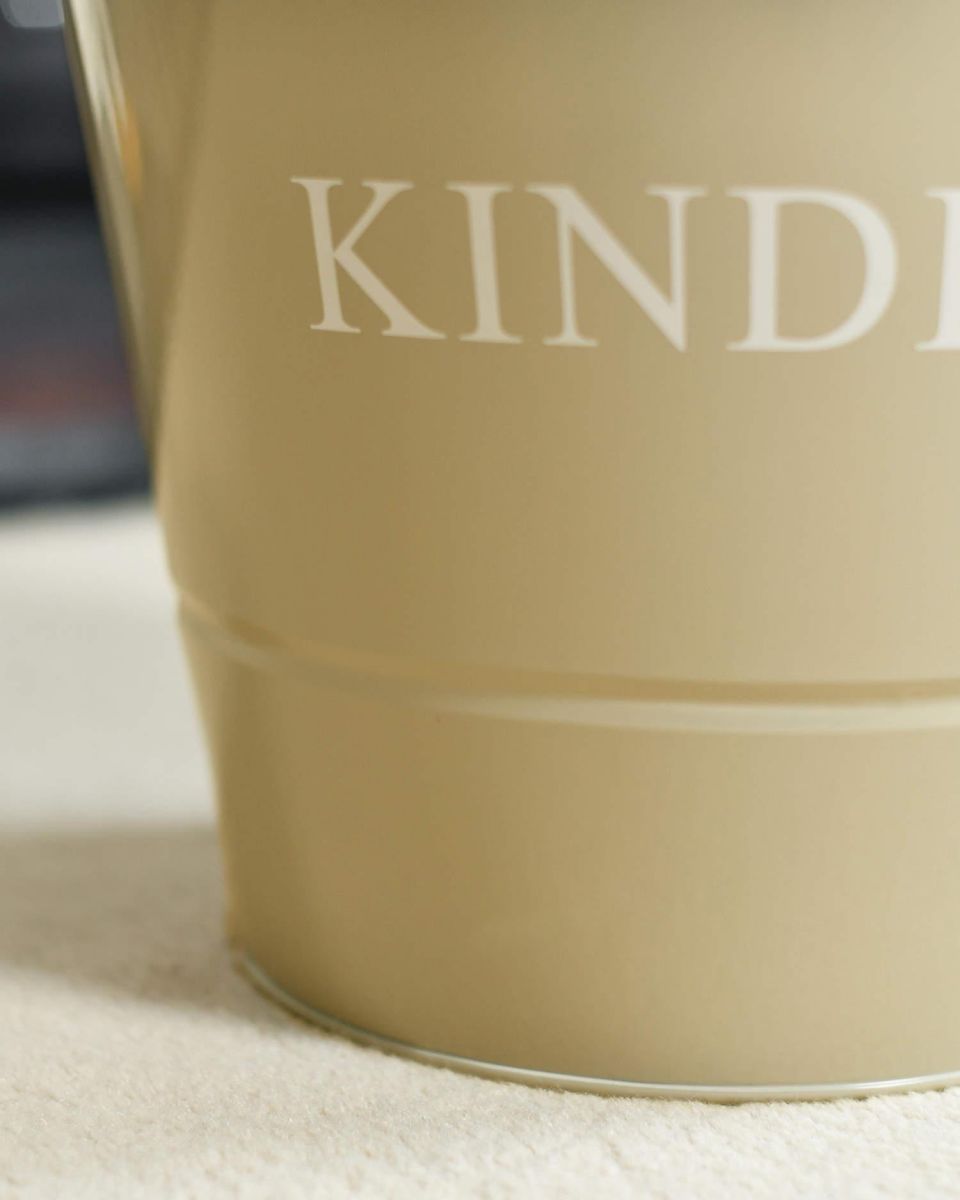 Close-Up of 30cm Olive Kindling Bucket in Situ