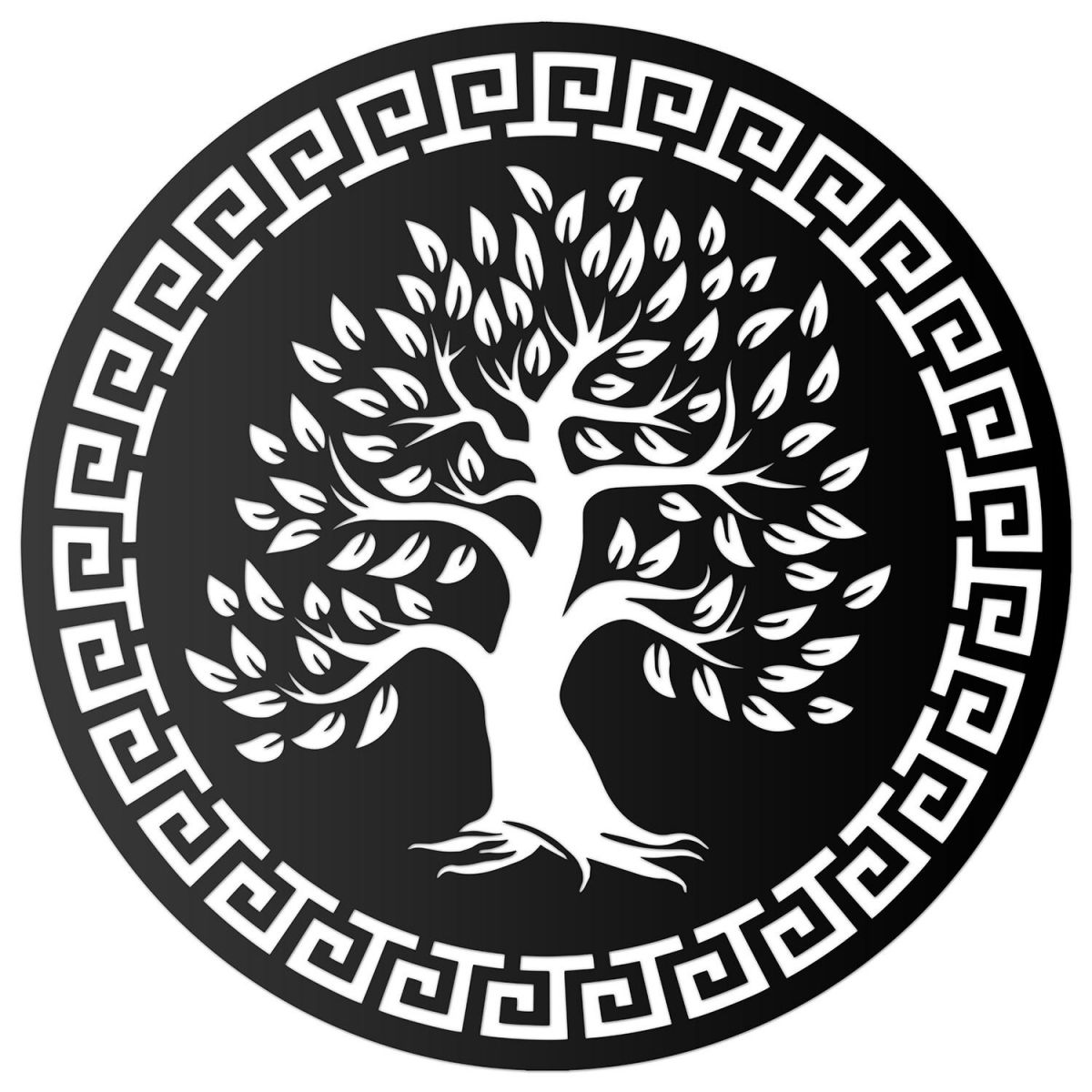 Round "Olive Tree" Wall Art in a black Finish
