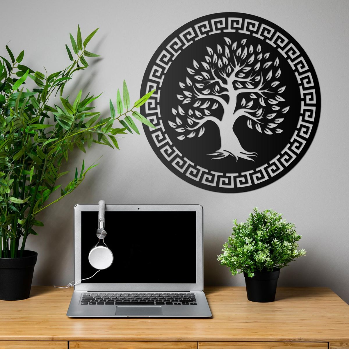Round "Olive Tree" Wall Art in Situ in the Office
