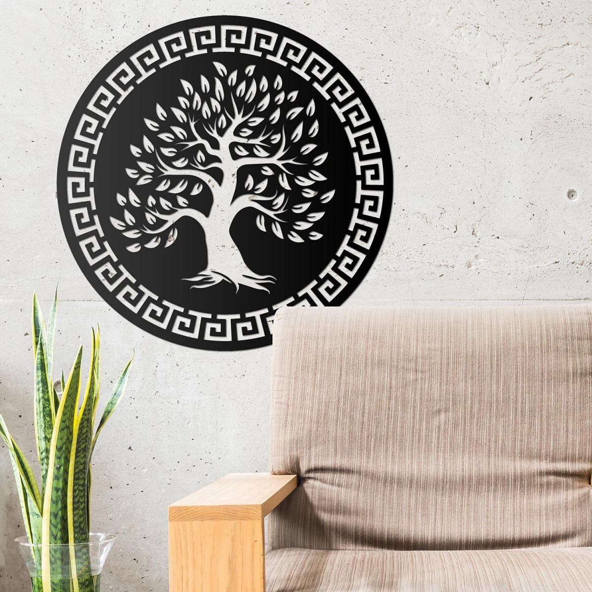 Round "Olive Tree" Wall Art in Situ in the House