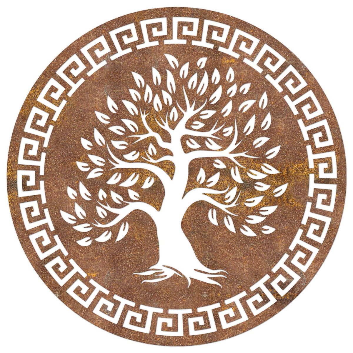 Round "Olive Tree" Wall Art in a Rustic Finish